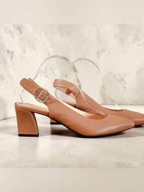 AGL Attilio Giusti Leombruni Dodi Caramel Leather Slingback Heels EU 40 US 9